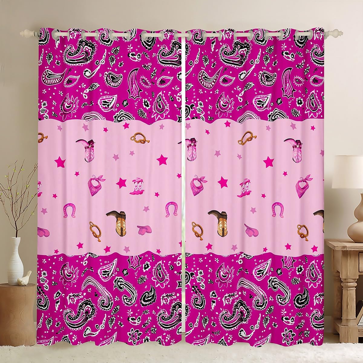 Rideaux de fenêtre cowboy et imprimé paisley exotique haut de gamme pour décoration de la maison