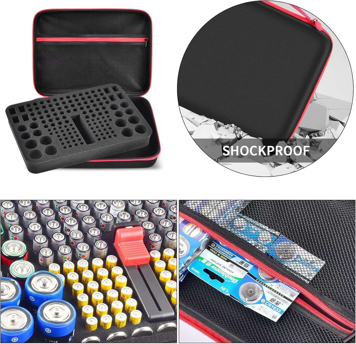 2 Pcs Battery Organizer Holder- Batteries Storage Containers Box Case With Tester - View #4