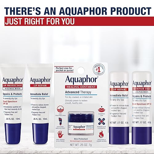 Miniatura 7 de Aquaphor Lip Repair Ointment - Long-lasting Moisture to Soothe Dry Chapped Lips - .35 fl. oz. Tube