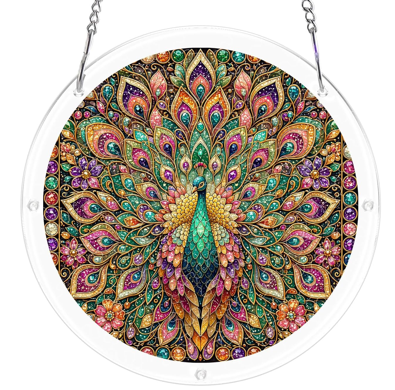 Emerald Peacock Acrylic Jigsaw Puzzles Suncatcher, 8.9 Inch Window Hanging Suncatcher Acrylic Puzzle, DIY Home Decor Art Gift