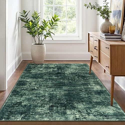 Miniatura 923 de IOHOUZE Alfombra pequeña abstracta de 2 x 3 pies, alfombra de entrada lavable para entrada interior, alfombras con respaldo de goma, alfombra gris