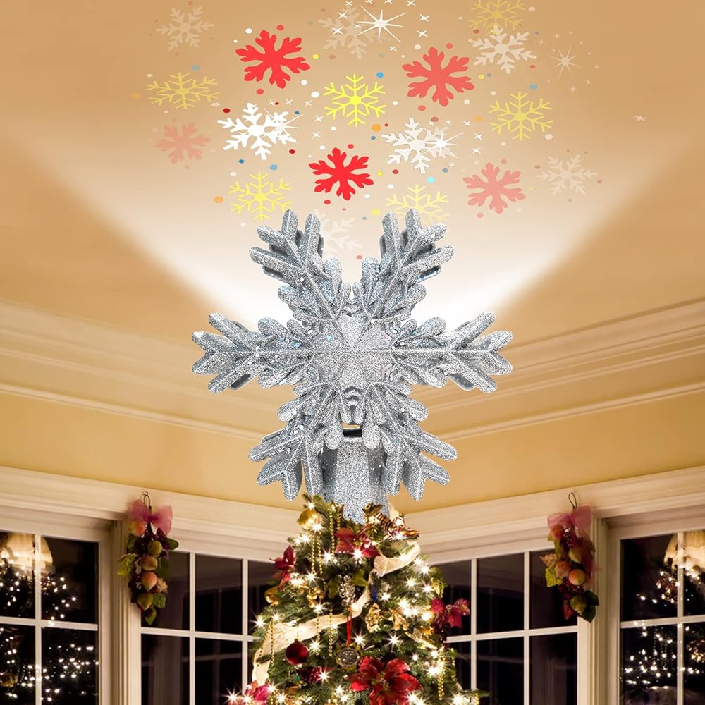 5/mo Finance Christmas Tree Topper Projector with Rotating Colorful