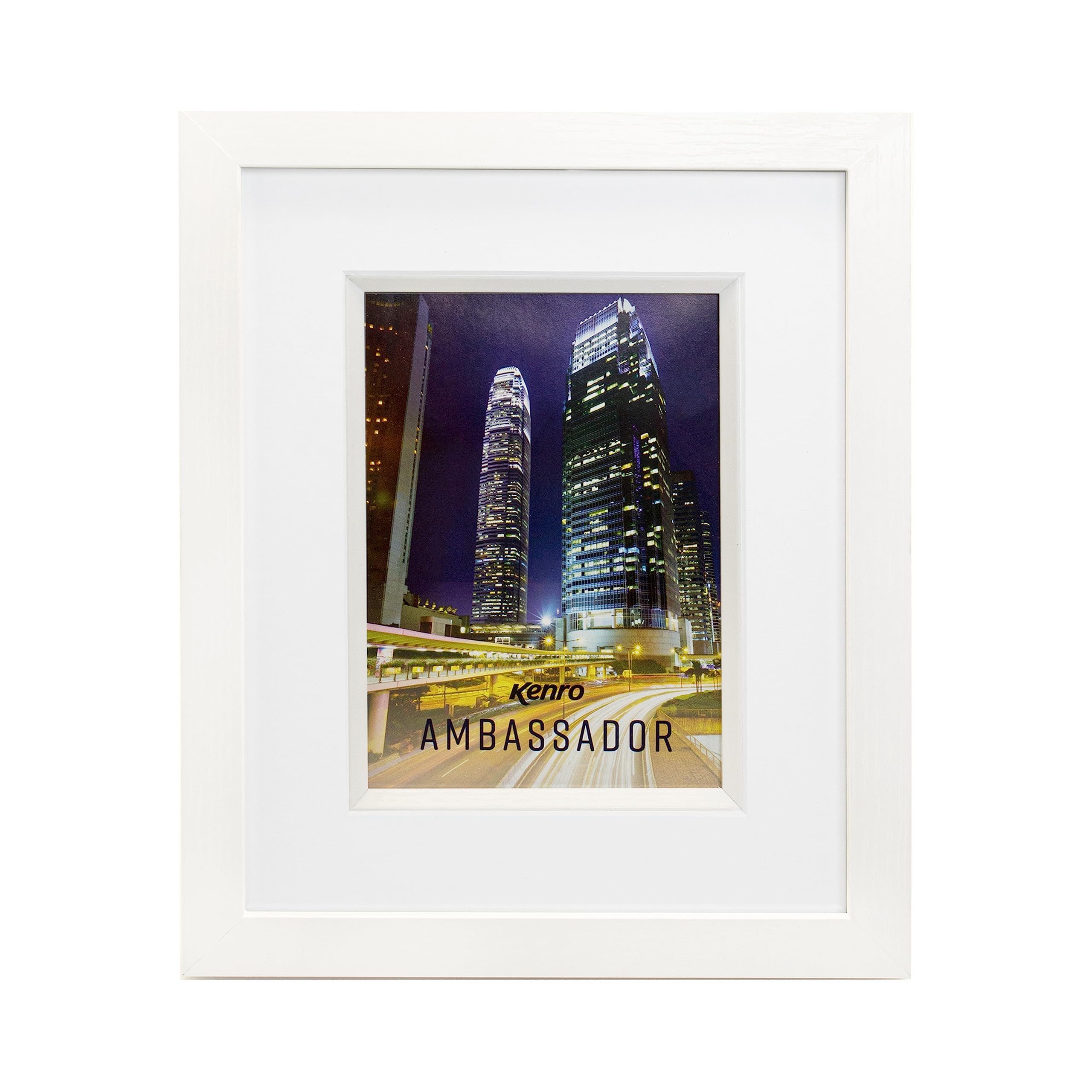 Kenro White Ambassador Series Photo Frame 6X8 / 15X20cm With Bevel Mount Picture Frame - Amr1520w
