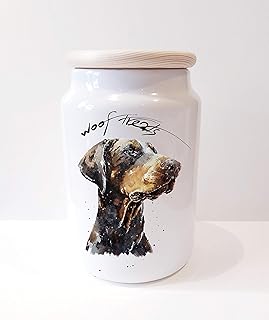 Brown Doberman Ceramic Treats Jar. Doberman canister,Doberman dog treats jar, Doberman Treats container,Doberman snacks jar