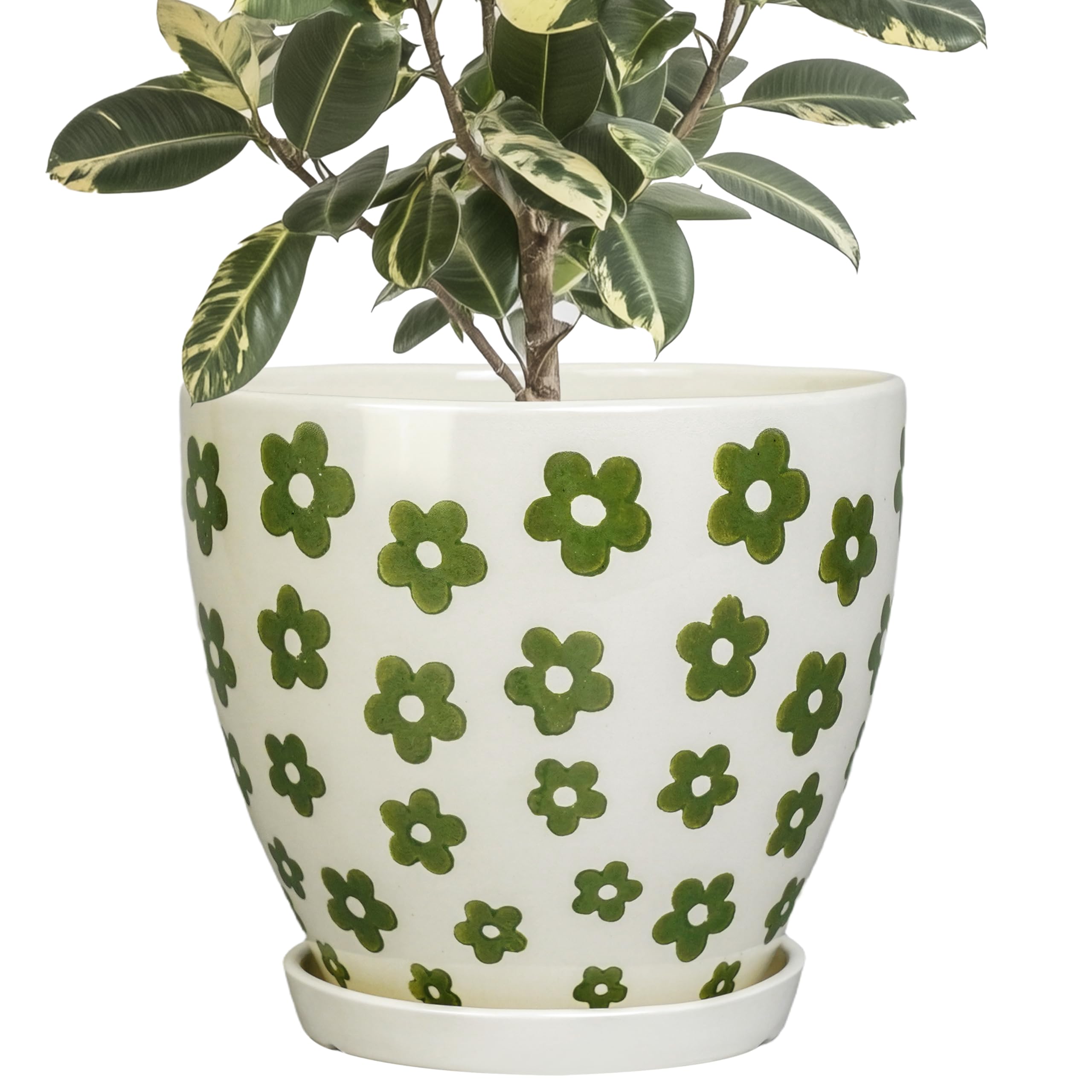 Pot de fleurs en céramique MPotTo, élégance et finitions haut de gamme pétales blancs.