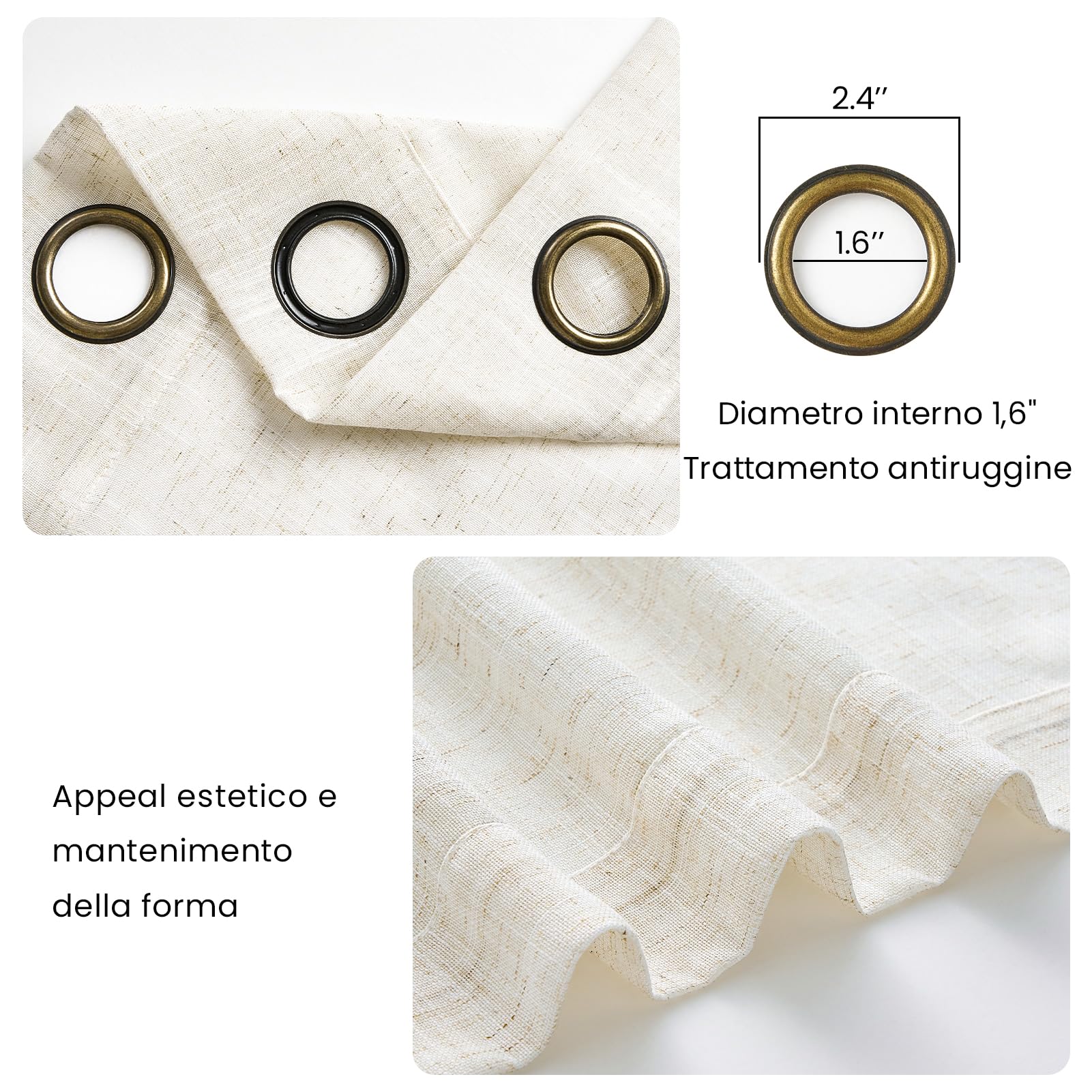 Topfinel Tende Per Interni Oscuranti Lino Tenda Camera Da Letto Bambini a Pannello con Occhielli in Voile Spessa Tenda Semitrasparente per Poggiorno da Letto Ufficio Naturale 2 Pezzi 140 x 260 cm