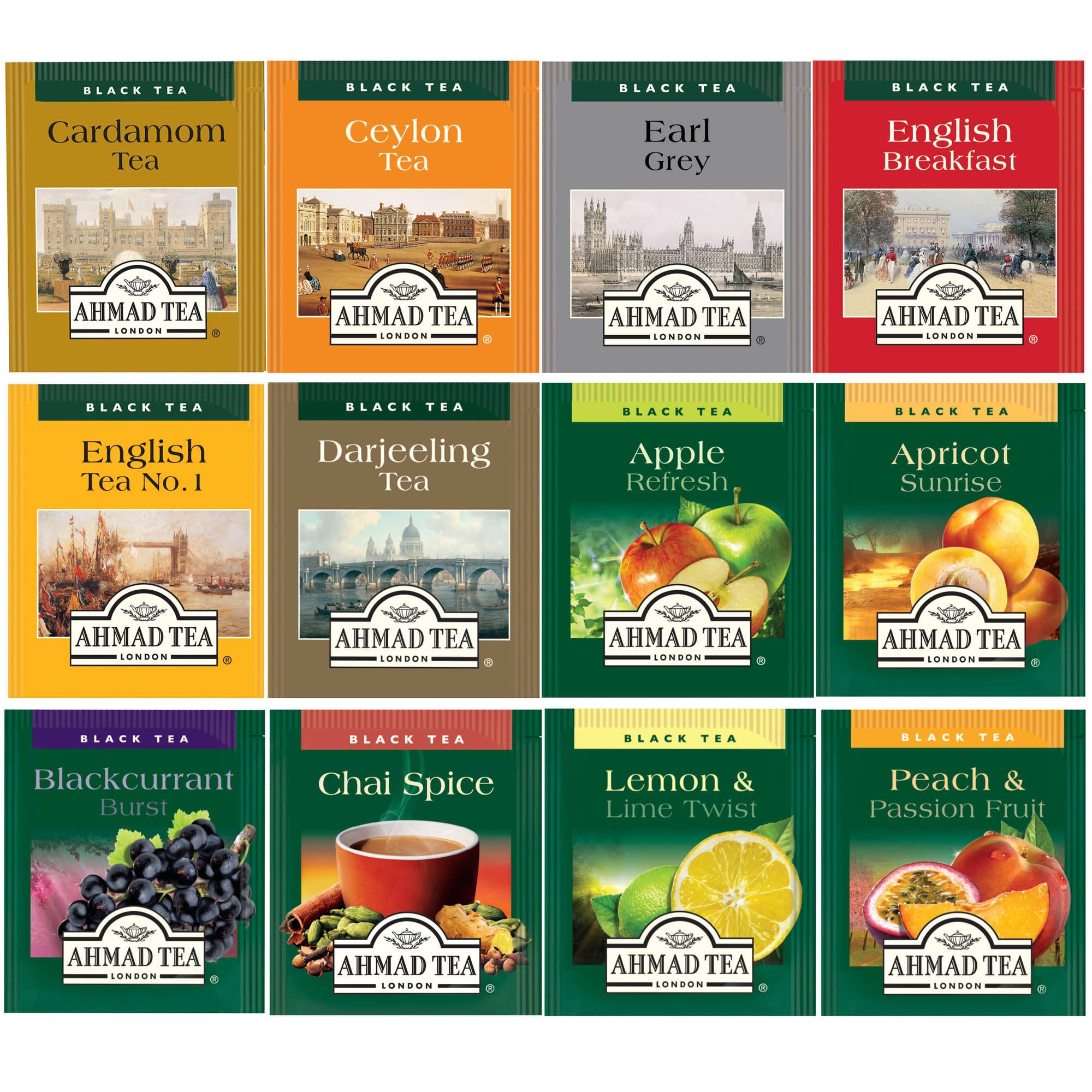 Ahmad Tea Té Calendario de Adviento 2025 - Calendario de Escritorio Plegable - 24 Bolsitas de Té Diferentes - 46,8g