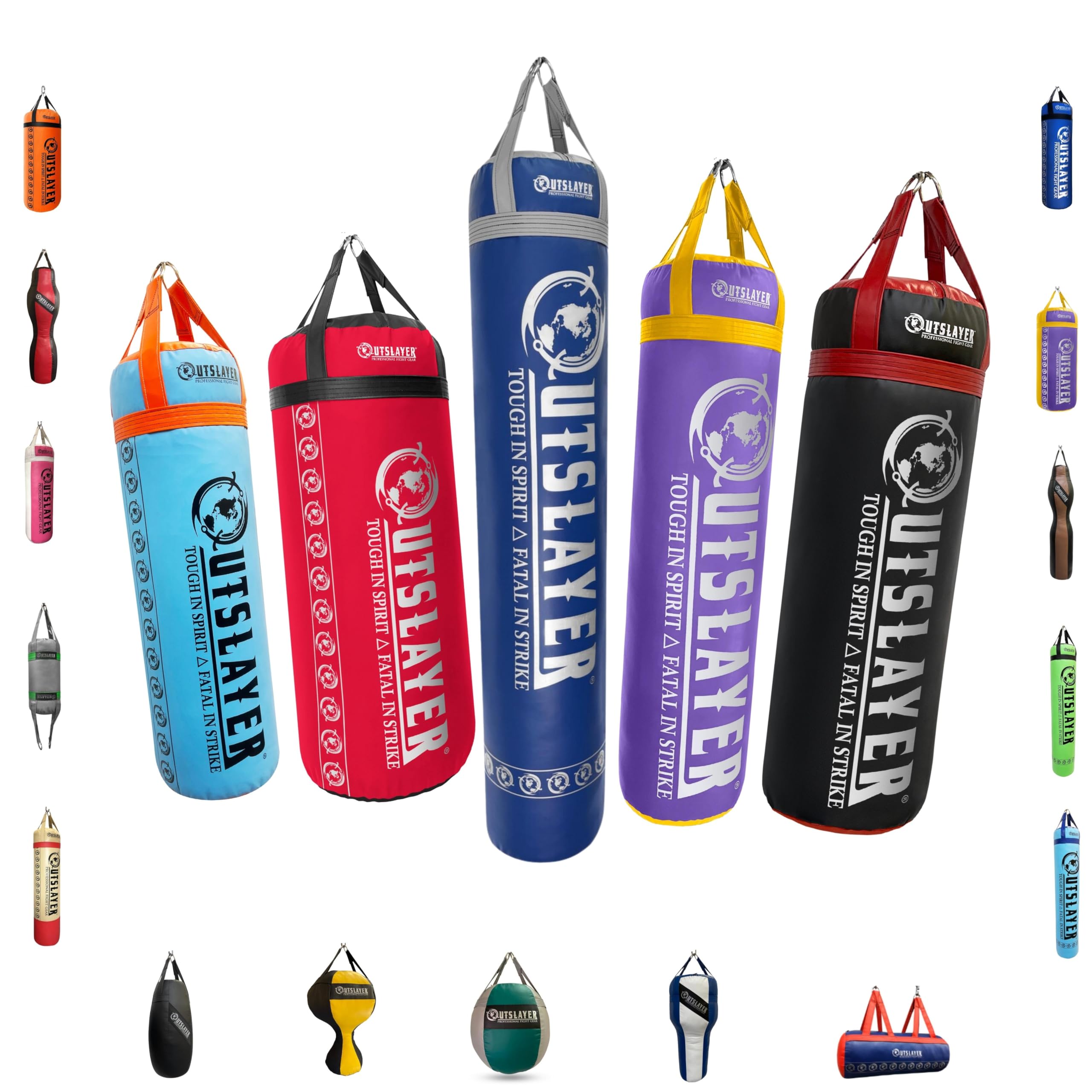 Outslayer New Custom Heavy Punching Bag for Boxing - Unfilled/Soft Filled, 80 lb, 100 lb, 150 lb XXL Wide, 6ft Muay Thai 130 lb with Optional Mounting Hardware Kit (Classic Heavy Bag, Unfilled)