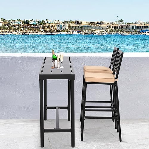 Miniatura 5 de ONLYCTR Mesa de bar al aire libre, mesa de barra de altura de mostrador de patio, mesa de bar rectangular de 40 pulgadas para patio, jardín, balcón,