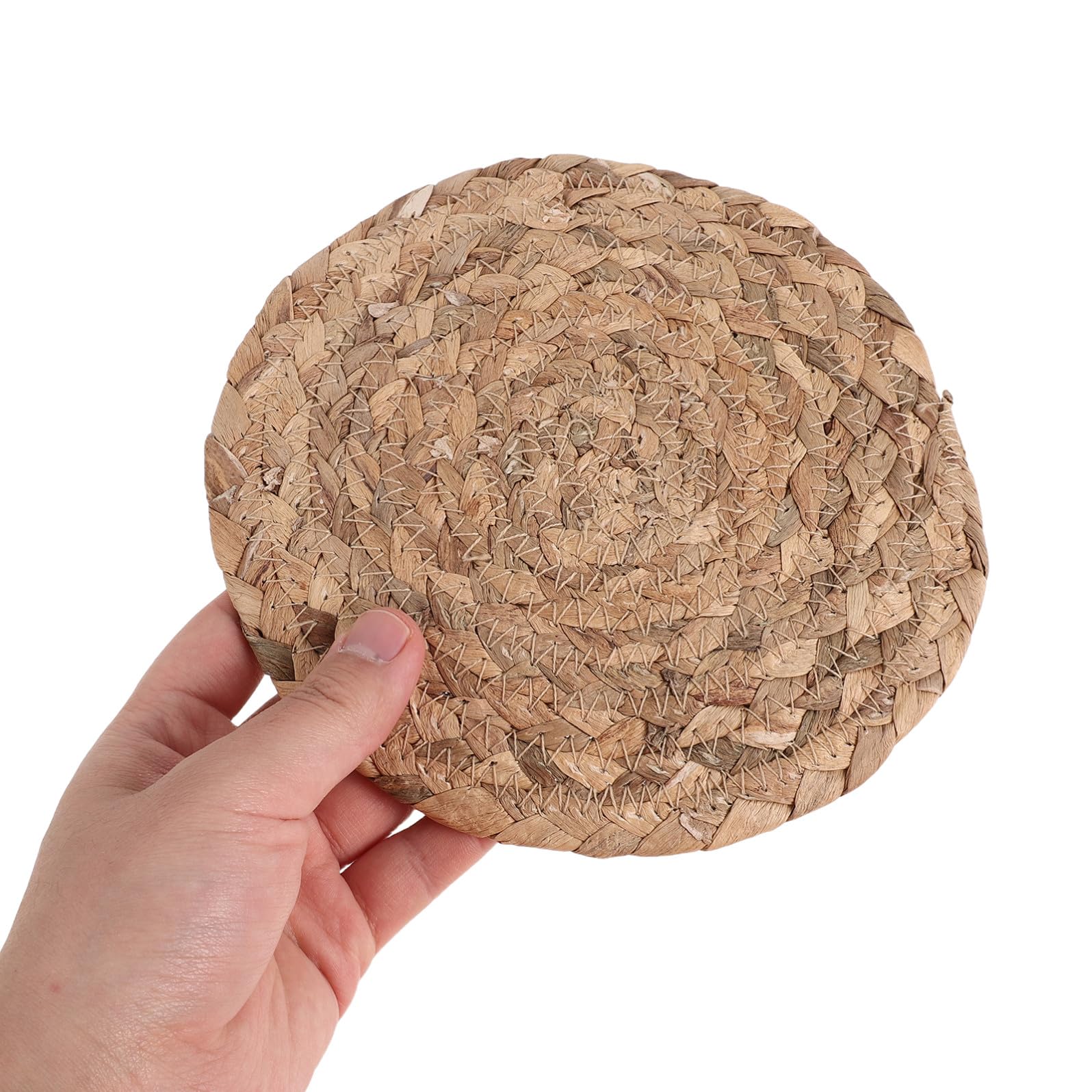 Decoración de Pared y Fácil de Colgar Bohemia Conjunto de 7 Piezas Hecha a Mano en Ratán Beige, Redonda Estilo Rústico y Moderno para Dormitorio