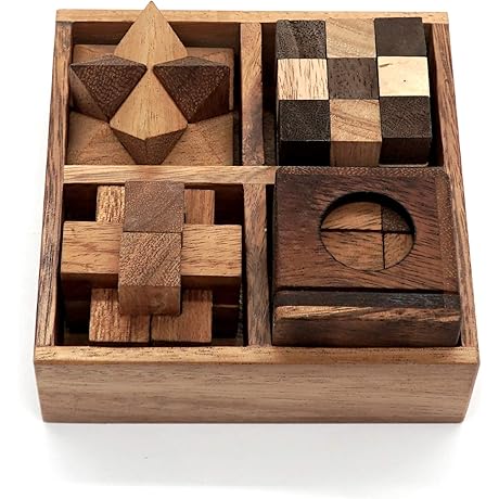 BSIRI Wooden Puzzle Box Set: Mind Games for Adults to Challenge Your Intellect