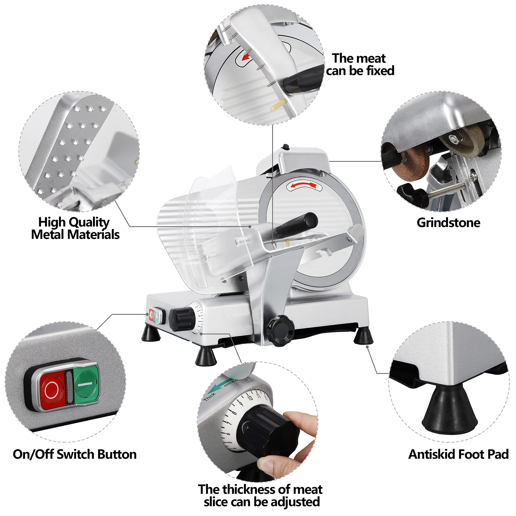 SUPER DEAL PRO Commercial Stainless Steel SemiAuto Meat Slicer, Cheese