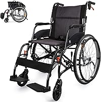 Vista 10 de Sillas de ruedas para adultos, WHLICKS 2025 Silla de ruedas de transporte premium cómoda, ligera y plegable, 25 lb Silla de transferencia portátil