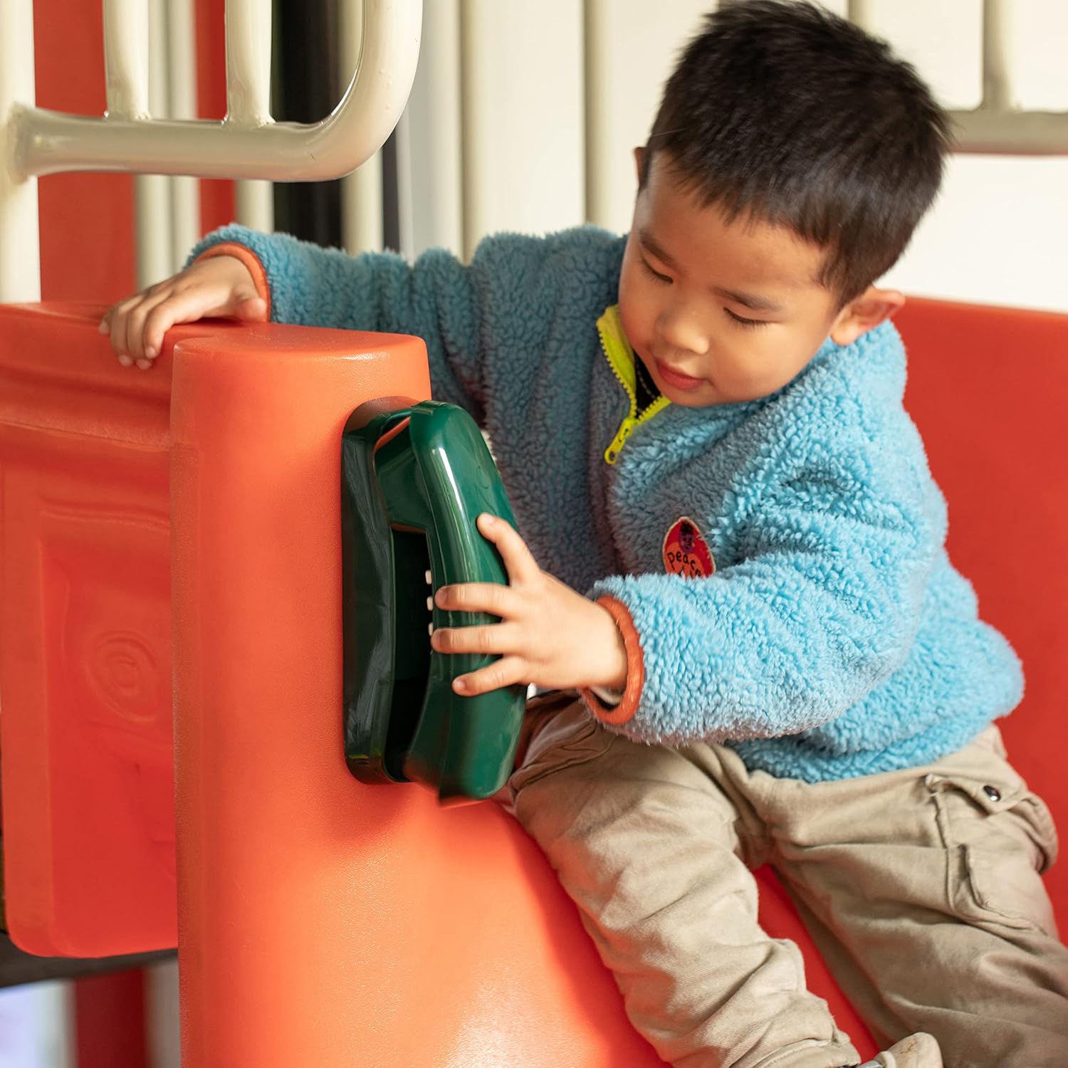 Plastic Kids Outdoor Gym Playground Playhouse Toy Phone Set, Green Swing Set Accessories Cordless Play Telephone