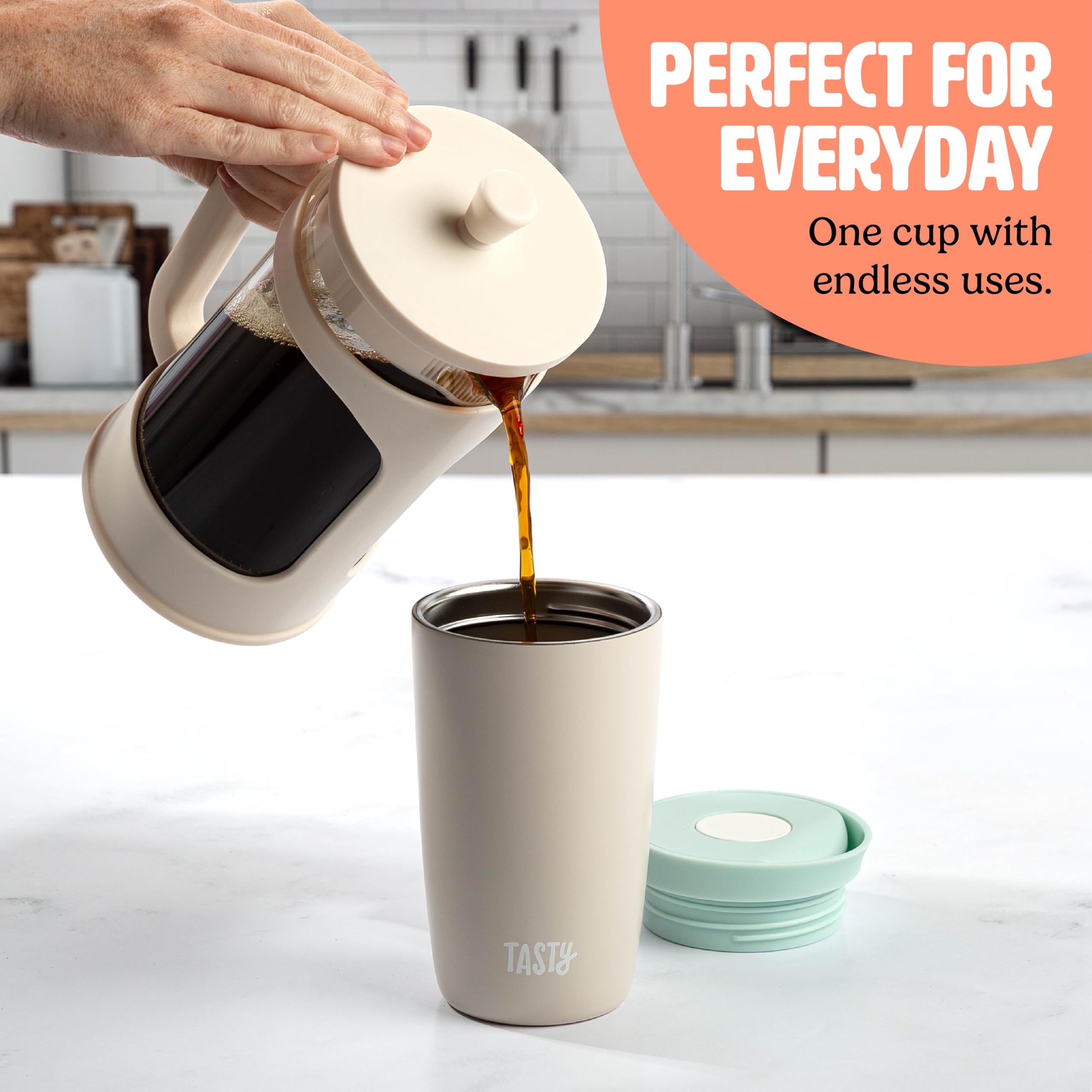 Amazon.com: Tasty 12oz Insulated Stainless Steel Push Mug, Leak