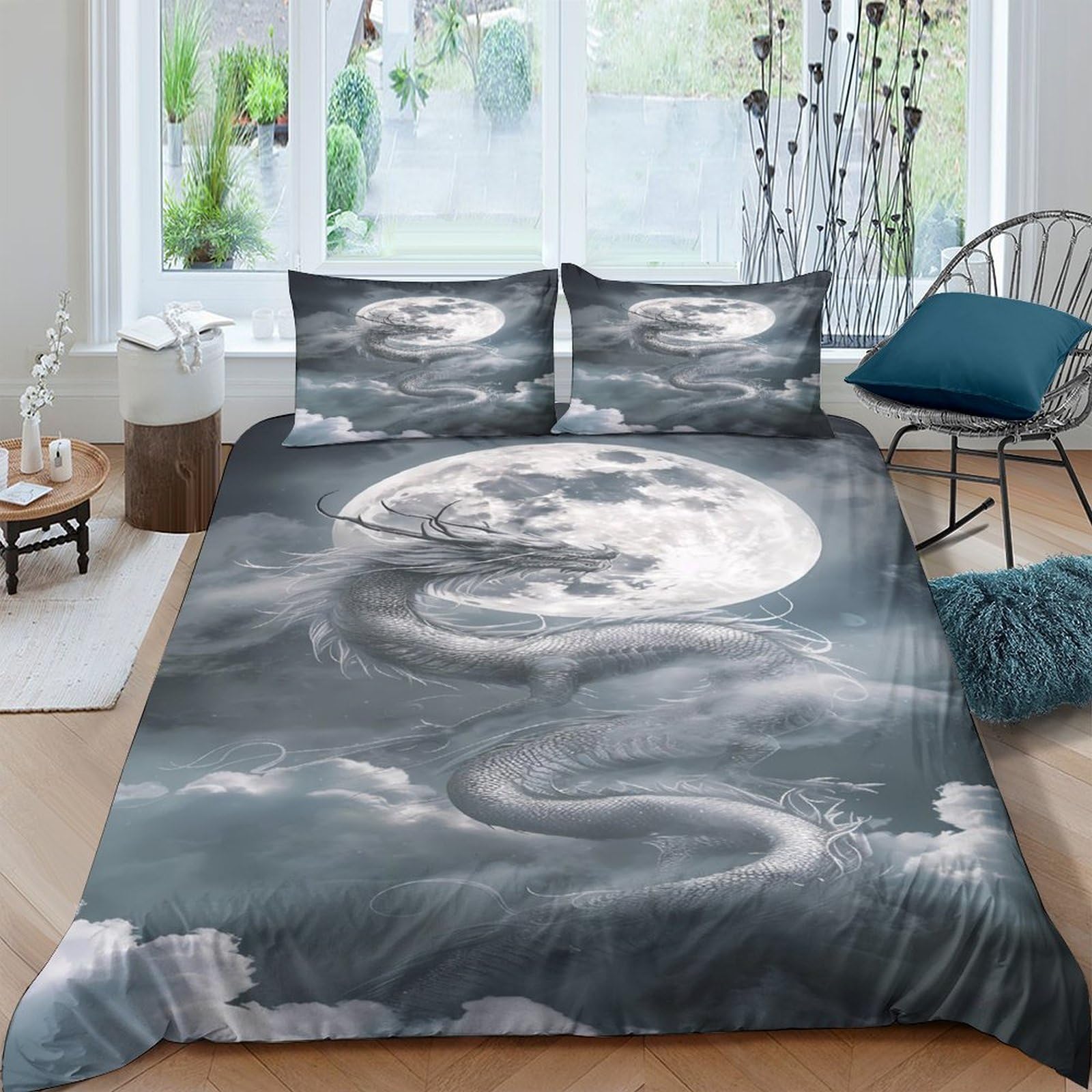 Ctjqhvkz Style-1 3D Printed Moon Cloud Fitted Sheet Microfiber Soft Breathable Night Sky Bed Cover For Bedroom Dorm Mattress Decor Single（135X200cm）