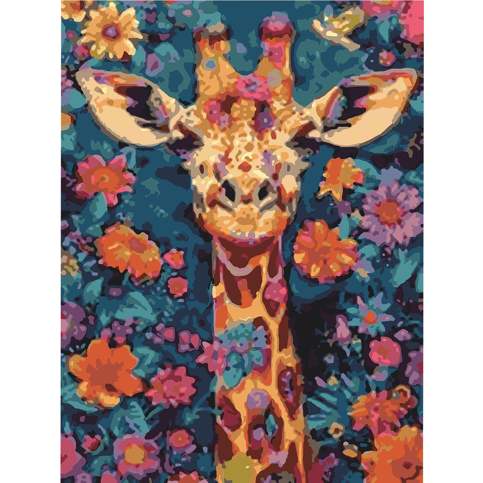 DIY Giraffe Paint by Numbers Kits Drawing Paintwork on Canvas 15.75x11.81inch with Frame Canvas Oil Painting Number Painting for Adults Wall Home Decor