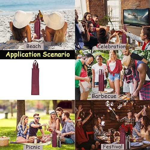 Miniatura 5 de 20 bolsas de vino reutilizables, bolsas de regalo de vino de 4 x 3.5 x 13.8 pulgadas, bolsas de vino de tela no tejida para botellas de vino, bolsas