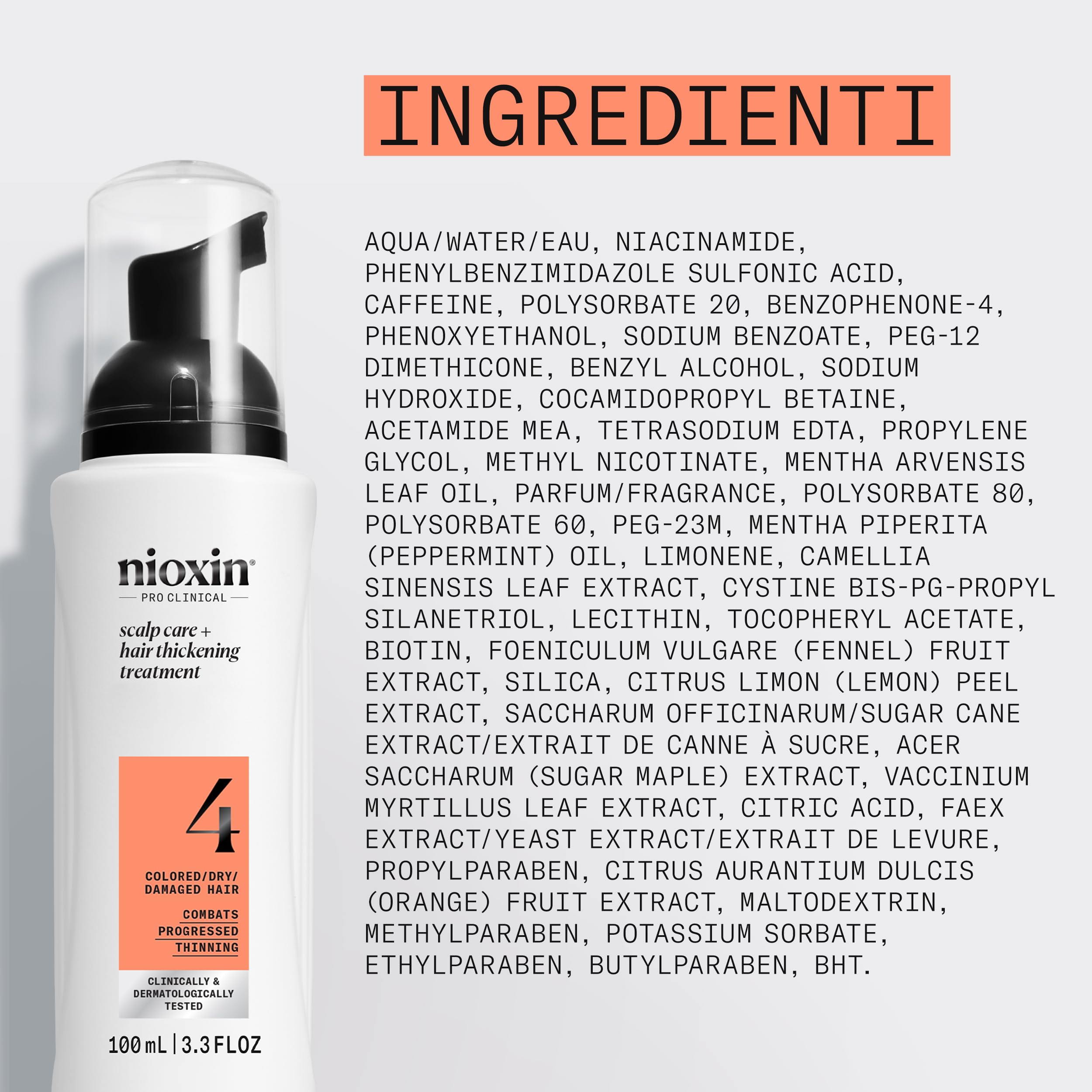 Nioxin System 4 skalp + zagęszczanie włosów Leave On Treatment - serum do zniszczonych włosów z zaawansowanym przerzedzaniem - niacynamid i biotyna (100 ml)