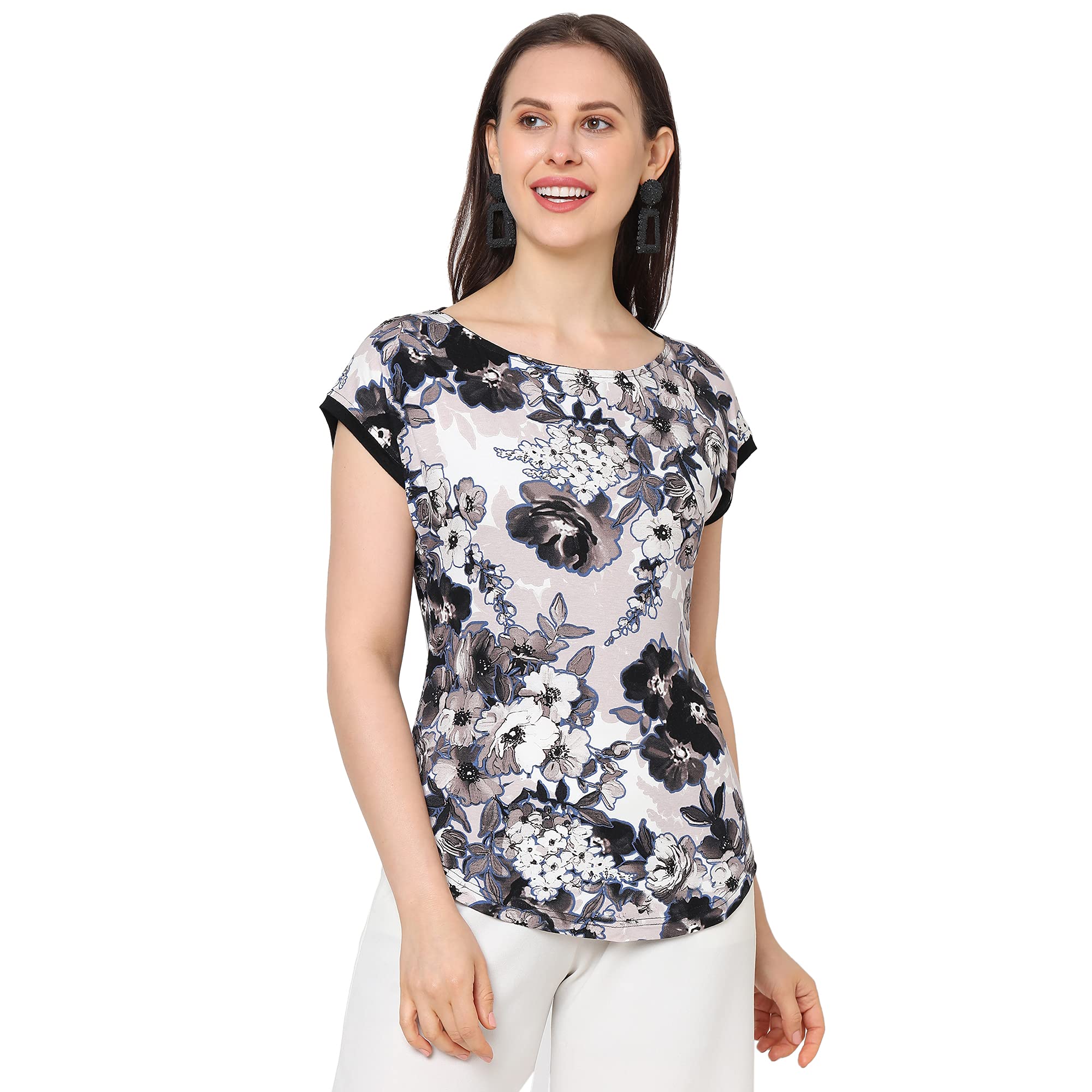 go-4 it Floral Print Knitted Cap SleevesTop-picture-37