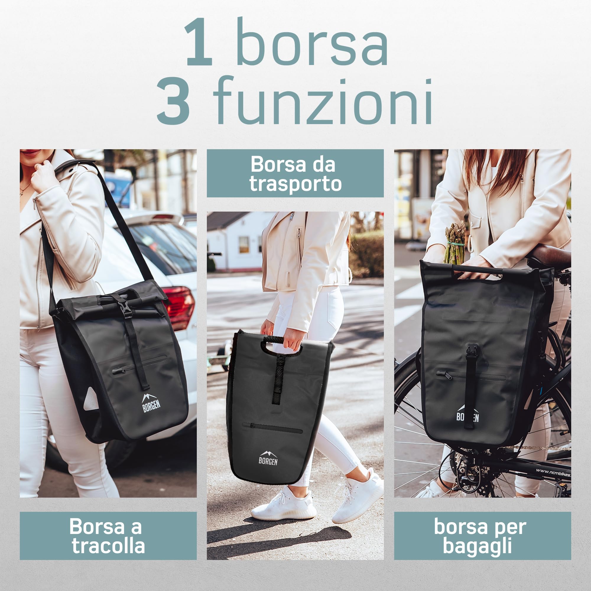 Borgen portapacchi bicicletta con tasca refrigerante rimovibile – Utilizzabile come portapacchi, borsa per bicicletta, borsa da trasporto 23 litri