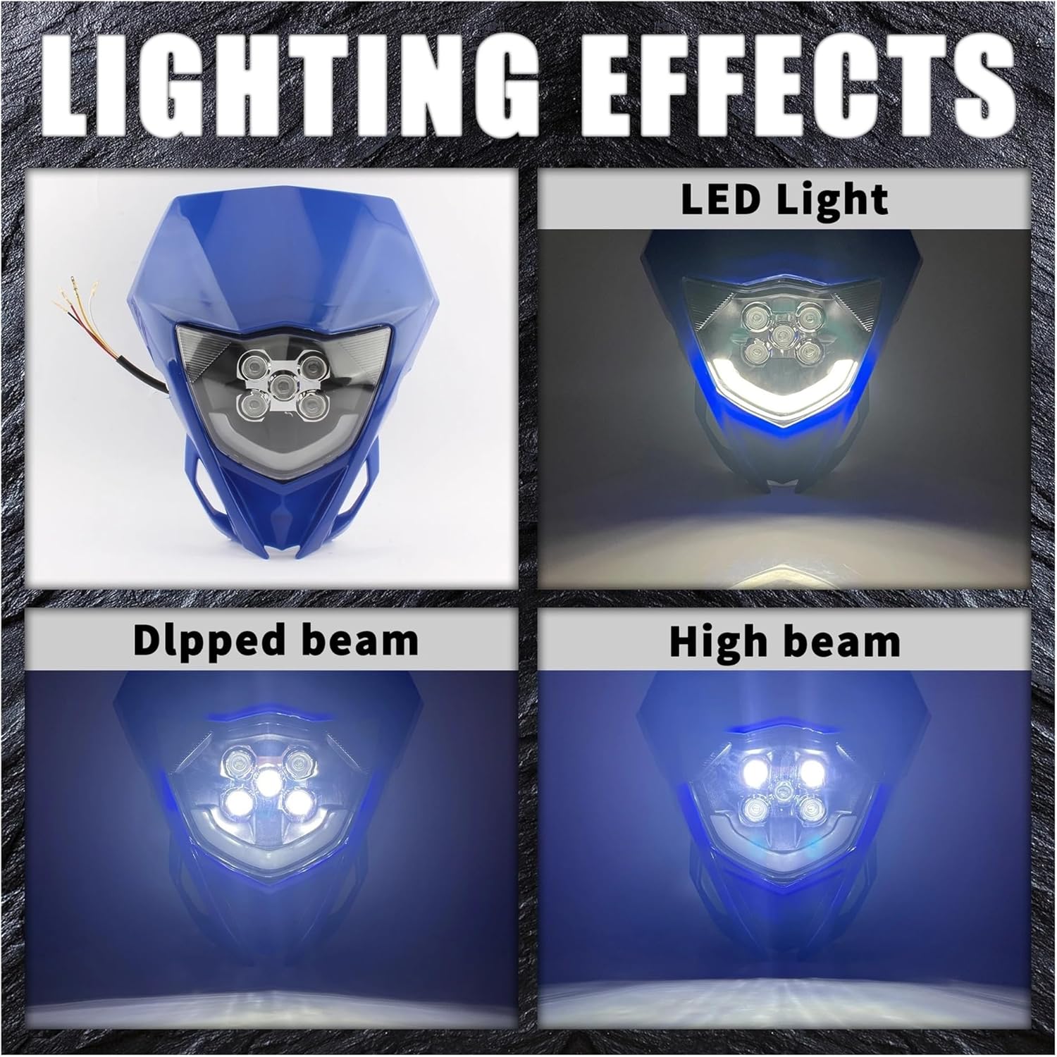 Motorcycle Headlight Compatible with YAMAHA WR 250F 250R 450F YZ TTR FX MX 2015-2019 LED DirtBike Enduro Motocross Headlamp Fairing Modified(B)