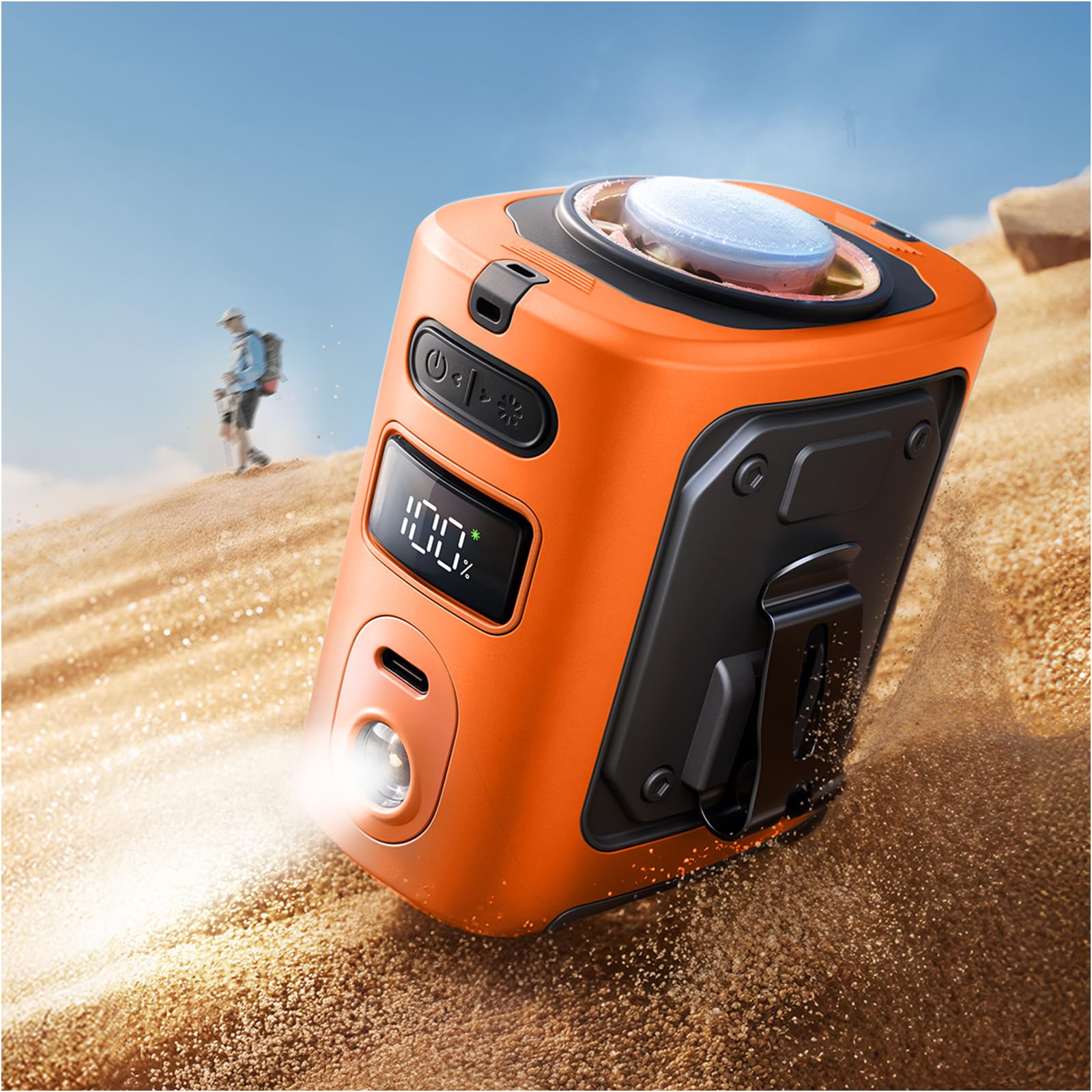 MUXNW Ventilador portátil con clip de cintura: mini acondicionador de 100 velocidades 14000 rpm, cinturón de trabajo de construcción, espalda debajo de la camisa, pantalones, cintura montada para