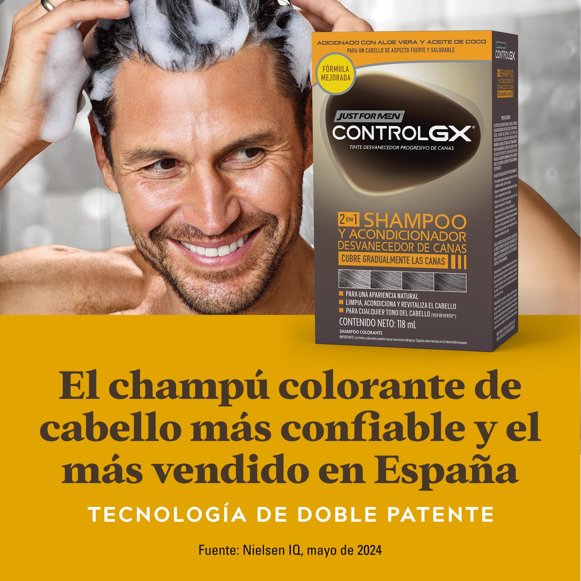 Just For Men Control Gx Shampoing, Marron, 3 x 118 ml