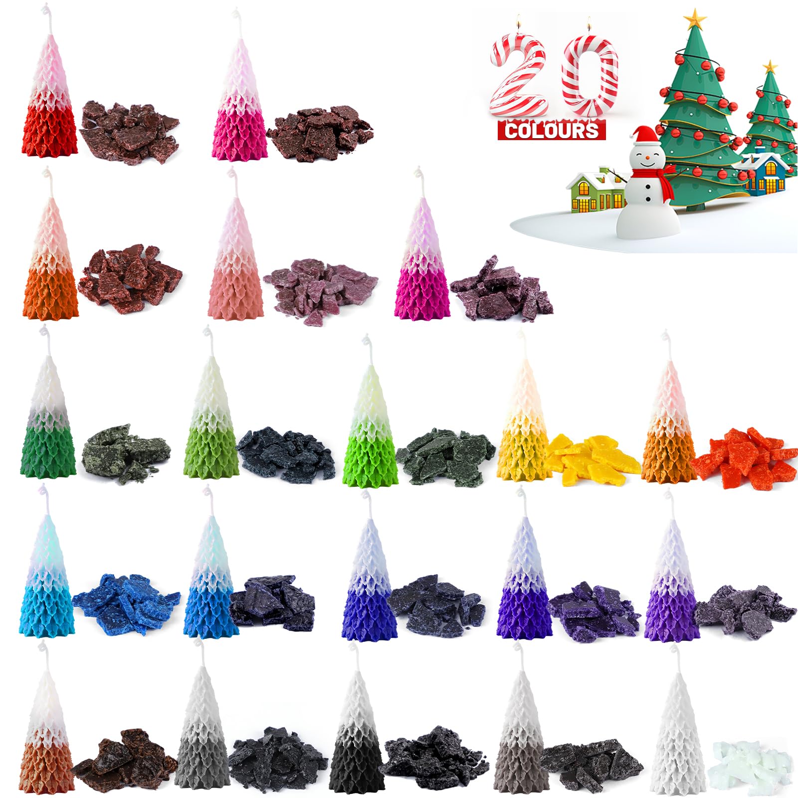 Rouclo 20 Kerzenfarbe Set, hochkonzentrierte feste Kerzenfarbe, hohe Reinheit, hochwertig für Kerzen selbst machen, bunt, geeignet für verschiedene Kerzenwachs zum Gießen