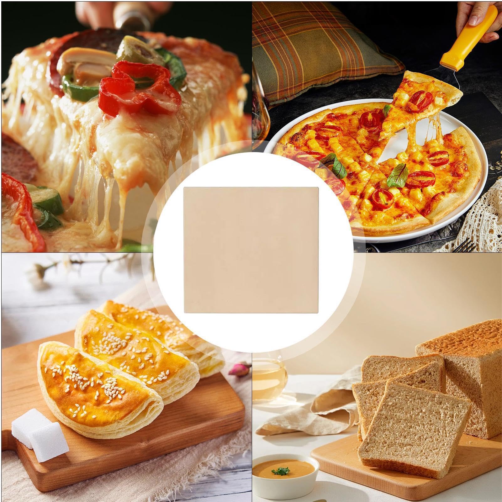 Pizza Stone for Oven | Ceramic Non-Stick Rectangular Baking Tray 30,5 x 30,5 x 1 cm 2100 g | Indoor Outdoor Oven, BBQ, Grilling, Cooking Bread, Pizza, Kitchen, Camping, Restaurant | Durable