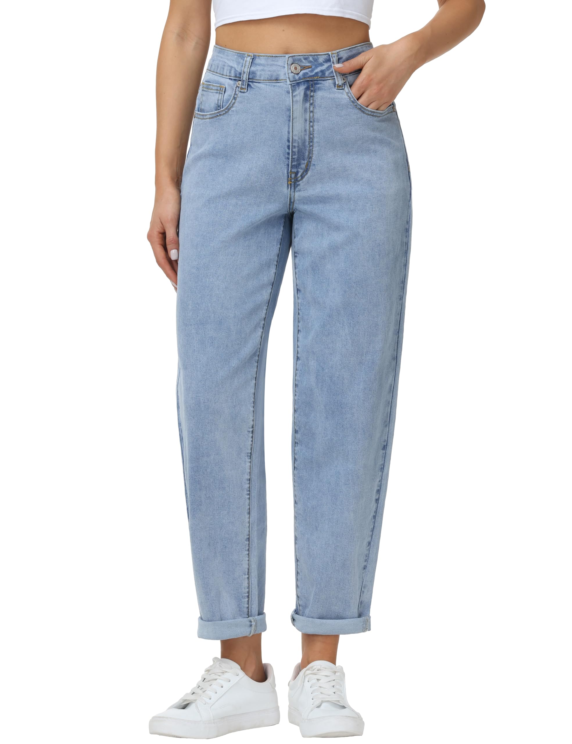 Boyfriend Jeans for Women Stretchy Baggy Denim Pants