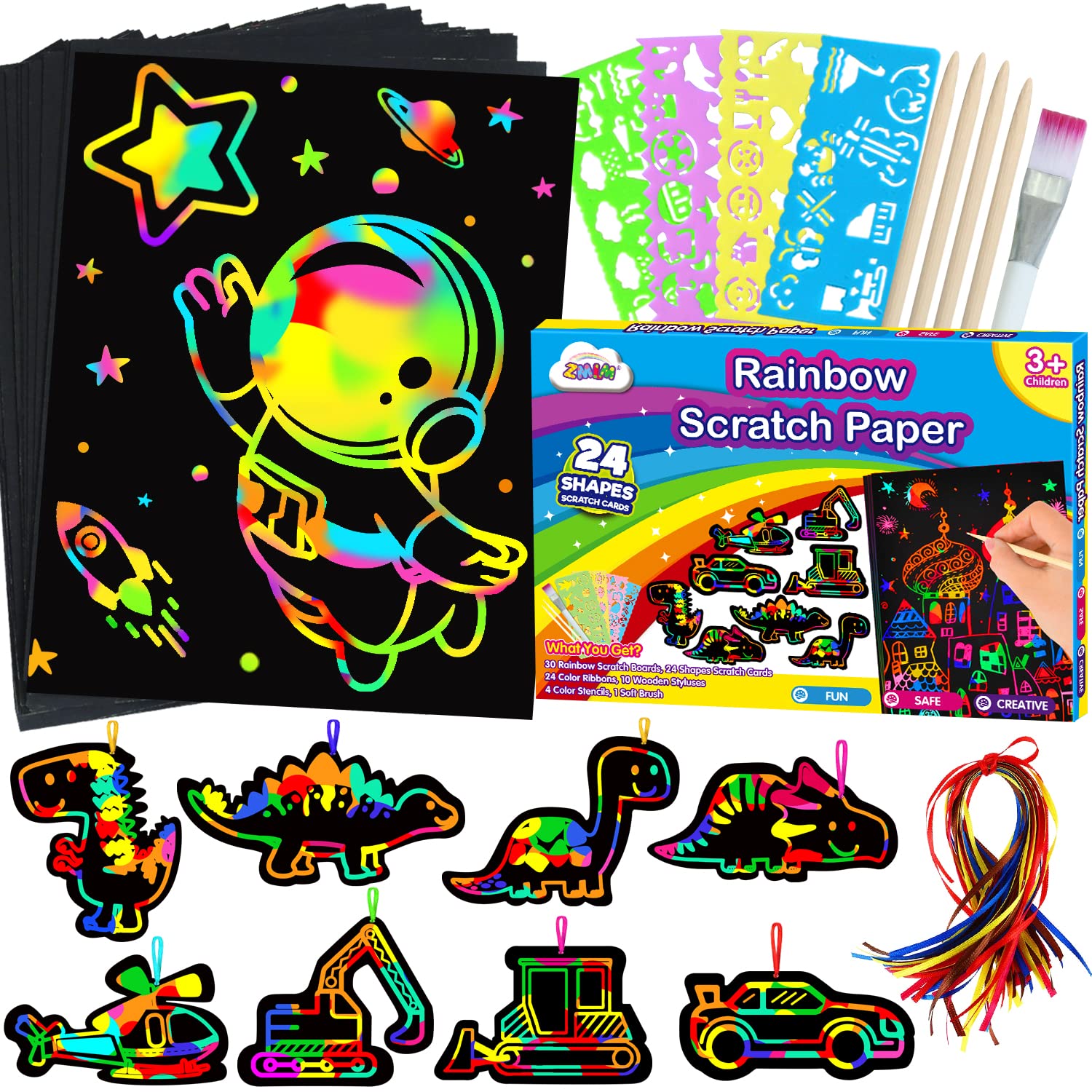 Buy ZMLM Scratch Paper Art Set for Kids Rainbow Magic Scratch Off Art Craft Supplies Kit