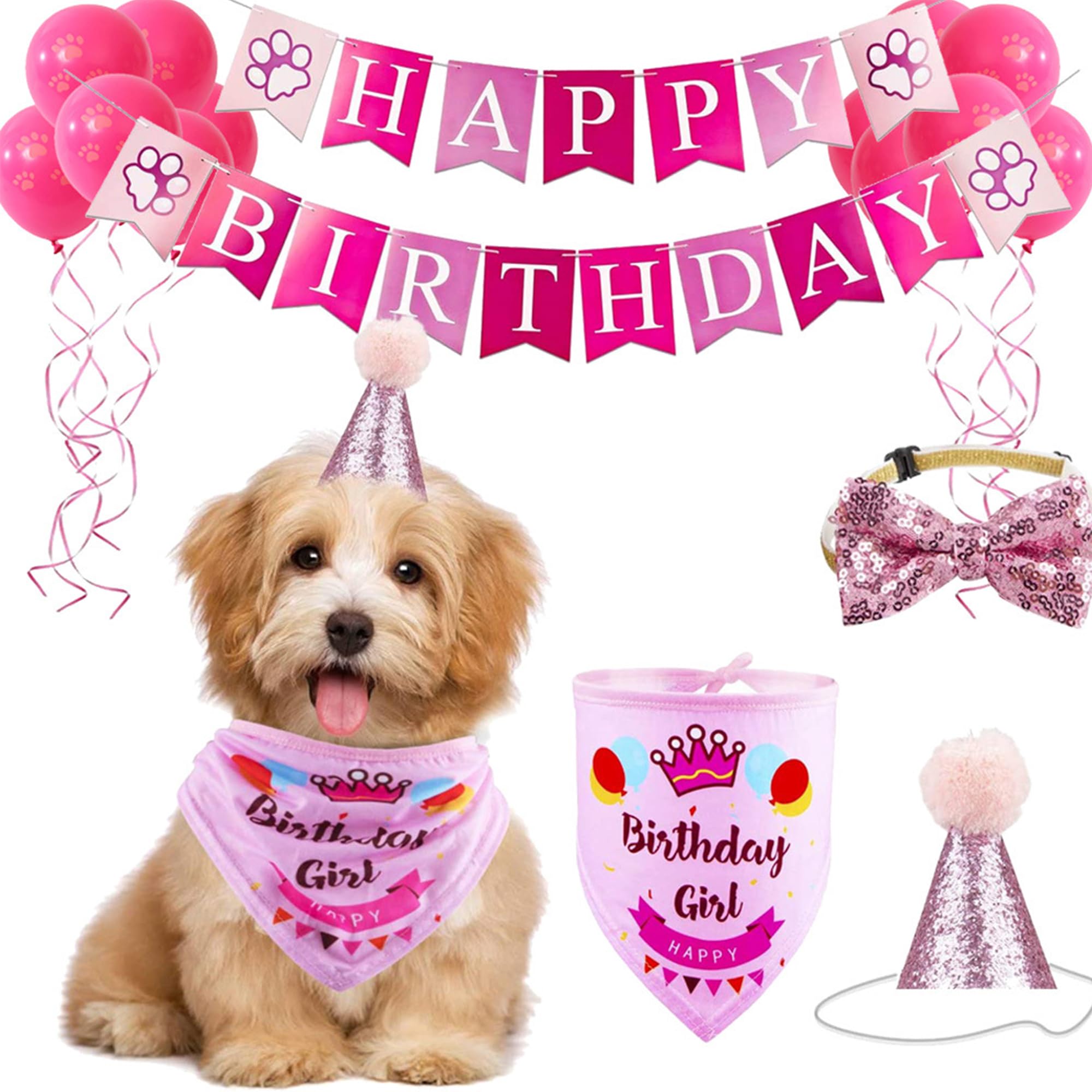Dog Birthday Bandana & Pet Party Hat – 1 Pack Cotton Scarf