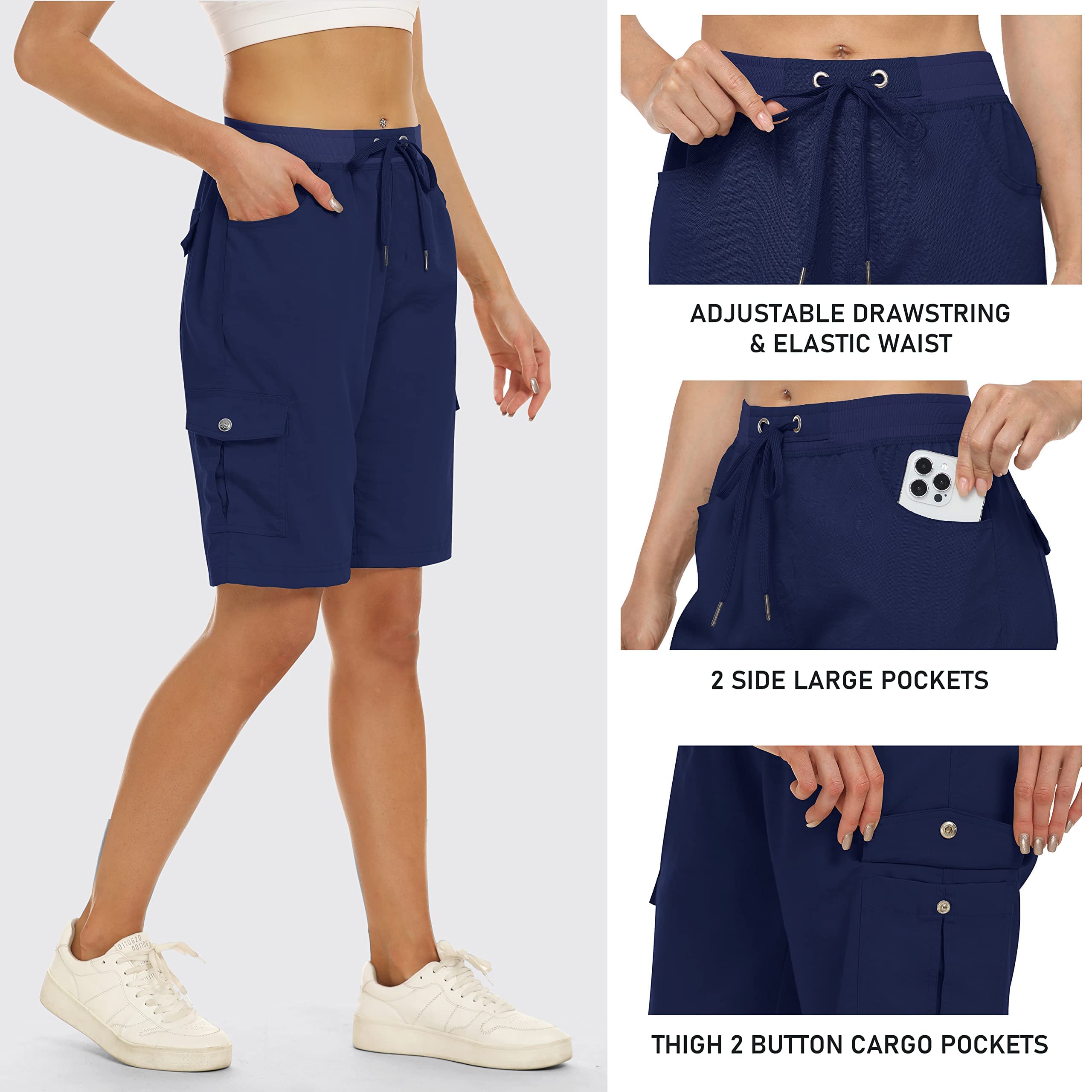 JINSHI Pantaloncini Donna Cargo Shorts Estivi Pantaloni Corti Sportivo Leggero Lavoro Bermuda da Escursionismo a Vita Alta con Tasche Multiple