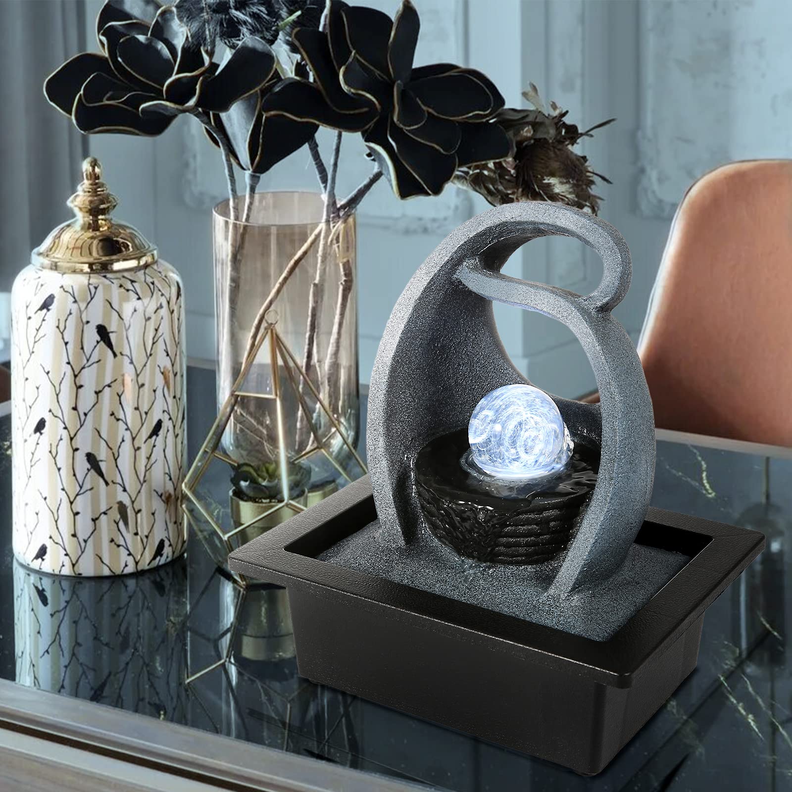 WICHEMI Indoor Fountain Tabletop Fountain Waterfall