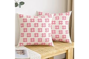 Floral Jacquard Throw Pillow Covers for Home Decor, Vibrant Yellow Orange Pink...