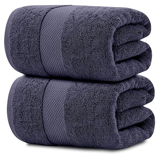 White Classic Luxury Soft Navy Bath Sheet Towels - 650 GSM Cotton Luxury Bath Towels Extra Large 35x70 | Highly Absorbent and Quick Dry | Hotel Collection Extra Large Bath Towels Oversized, 2 Pack - 15: Navy Blue
