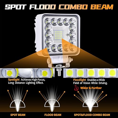 Miniatura 10 de Luces LED de trabajo para camión de 4 pulgadas, vainas de luz LED de 120 W, 10000 lm, 12 V, 24 V, tractor, ATV, RV, barco, camioneta, carrito de