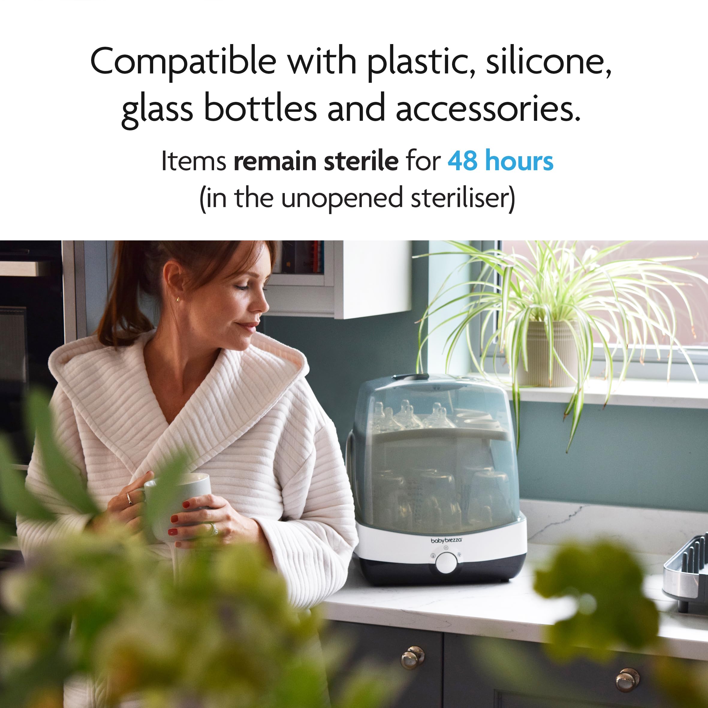 Baby Brezza SuperFast Steriliser Dryer – 10 Minute Fastest Baby Bottle Sterilisers – One-Step Steam & Dry for Bottles, Pump Parts, Dummies & Accessories – Large Universal Capacity — view 6