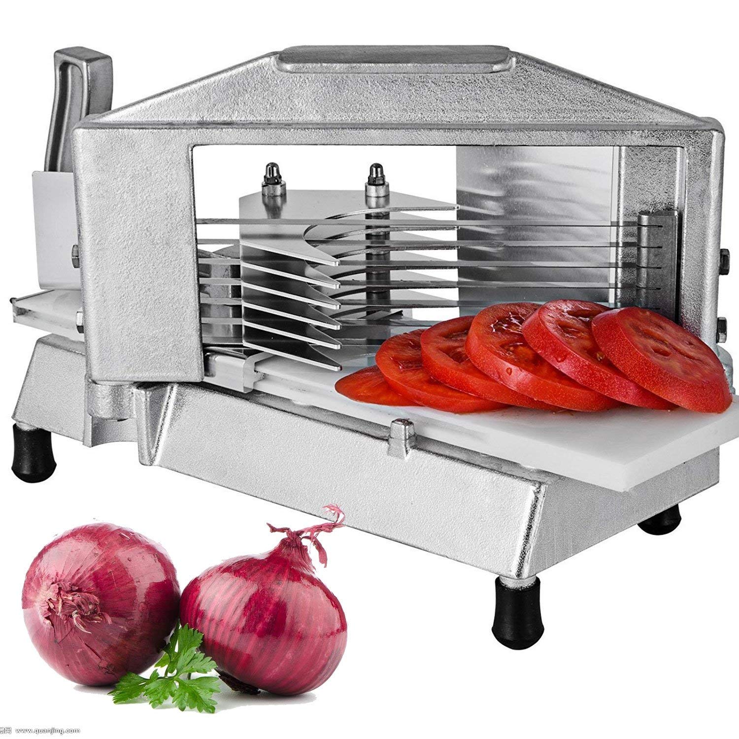 YUNSHINE Commercial Tomato Slicer Heavy Duty Tomato Slicer Tomato Cutter with Built-in Cutting Board for Restaurant or Home Use (Slice thickness0.25'')