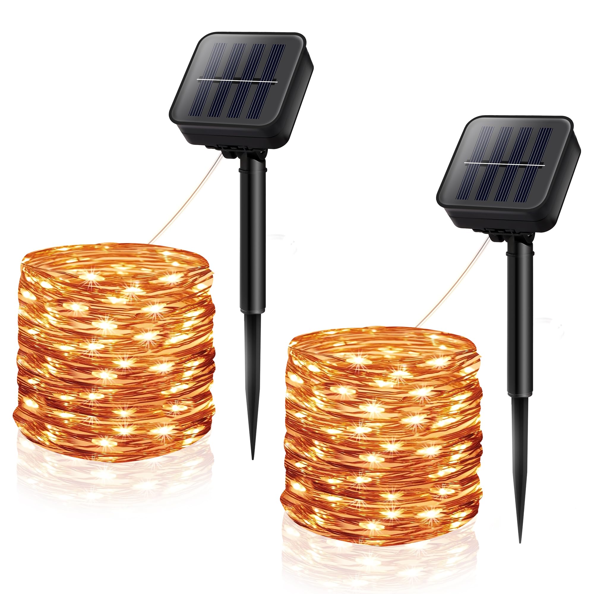 Albert Austin Pack of 2 Outdoor Garden Solar Fairy Lights IP65 Waterproof 120 LED Solar String Lights Easy Setup Decorative 40Ft Copper Wires Lightning for Outdoor Lawn Patio Wedding Christmas