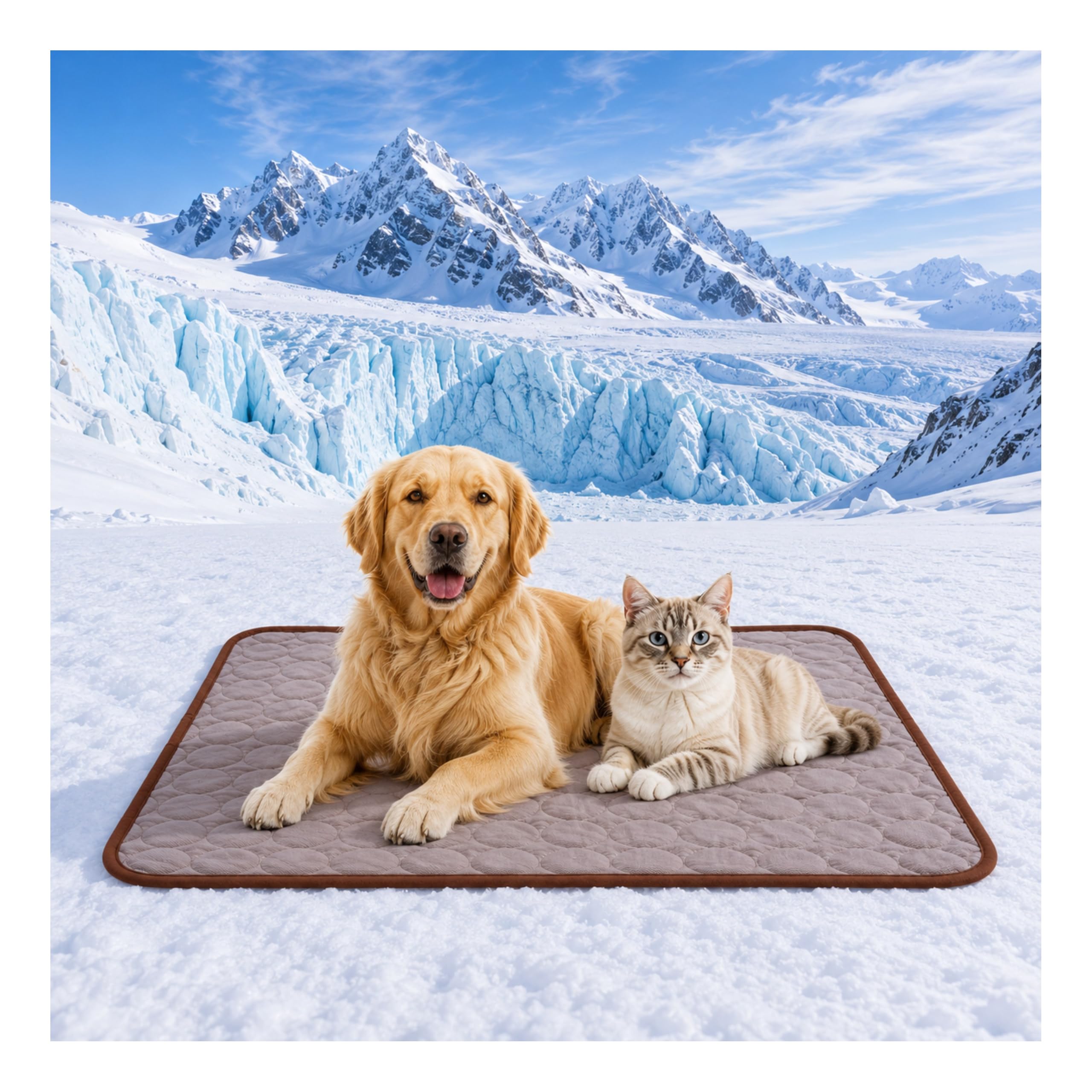 Dog & Cat Cooling Mat – Durable Washable & Reusable Pet Cool Mat for Home/Car/Travel, Non-Toxic Summer Cooling Bed, Ice-Silk Polyester Material, Non-Slip Mesh Bottom