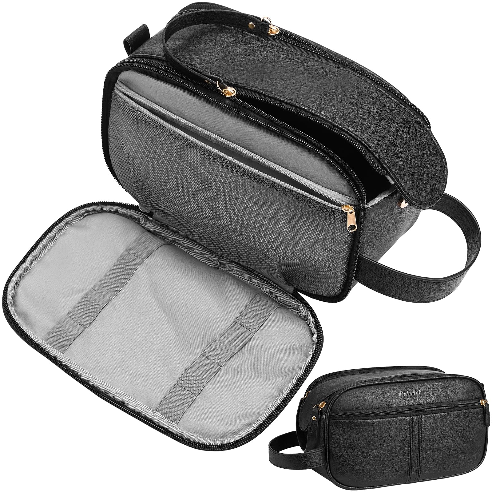 PU Leather Toiletry Bag for Men, Travel Grooming Organizer