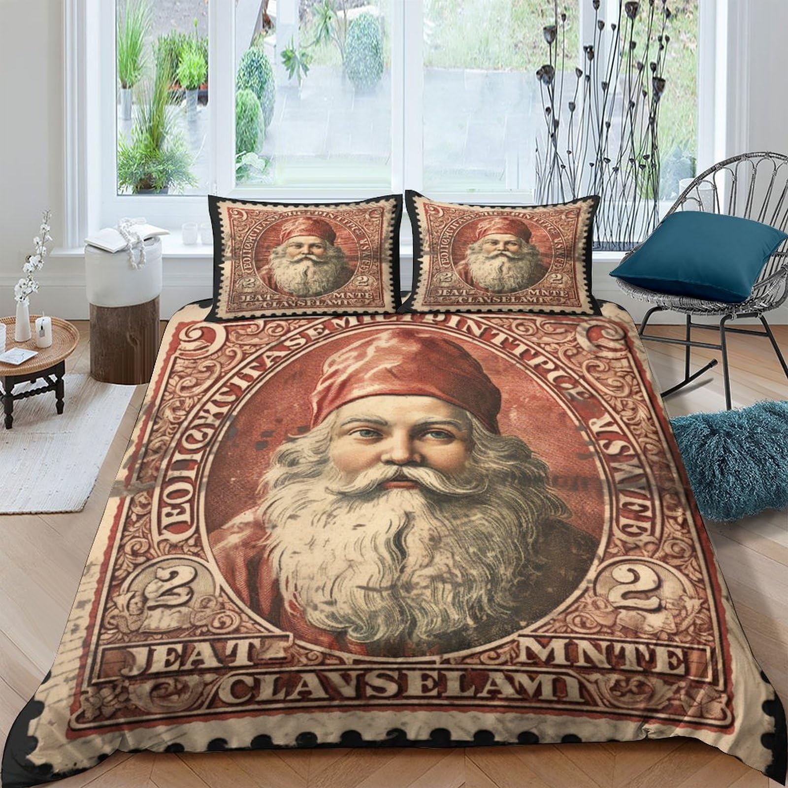 Housse de couette Noël microfibre imprimé 3D avec fermeture à glissière 220x240