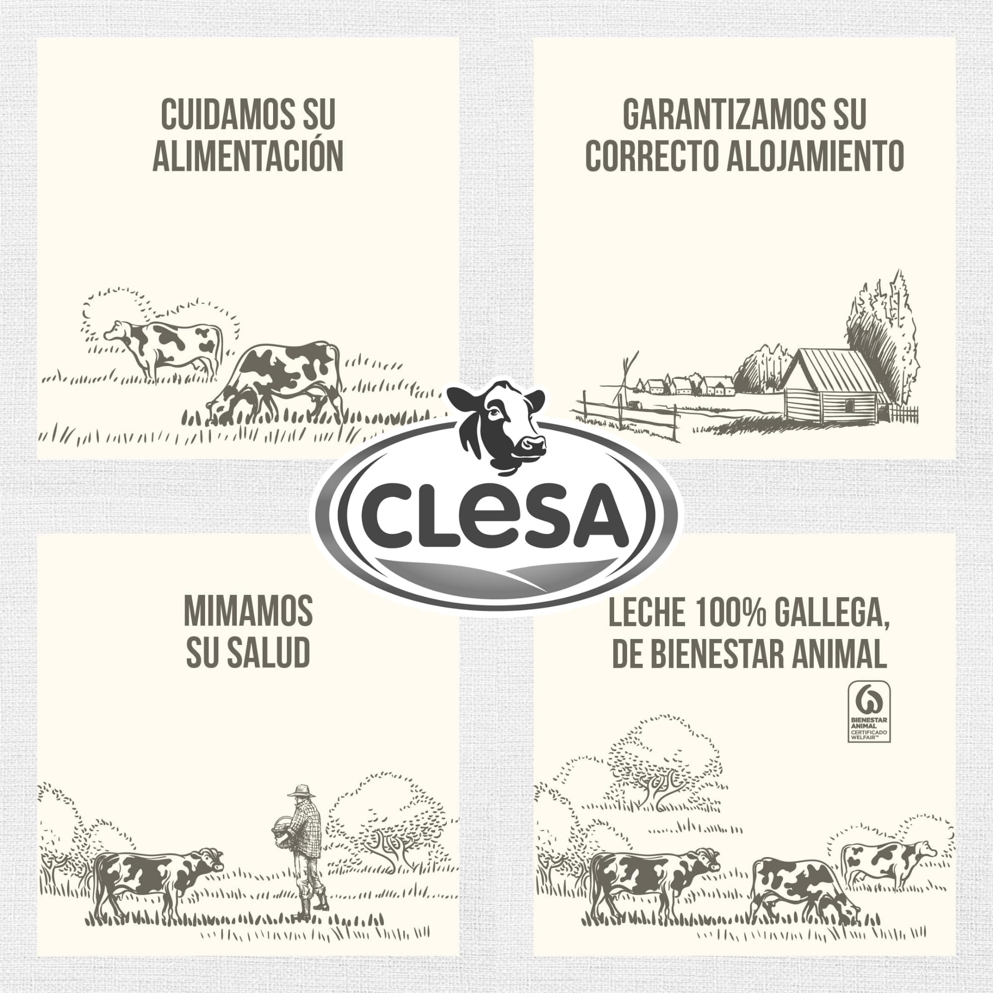 Leche Clesa SemiDesnatada Especial Hosteleria - 6 Botellas de 1,5 Litros - 100% Leche Gallega - 9 Litros Leche Especial profesionales [CLESA]