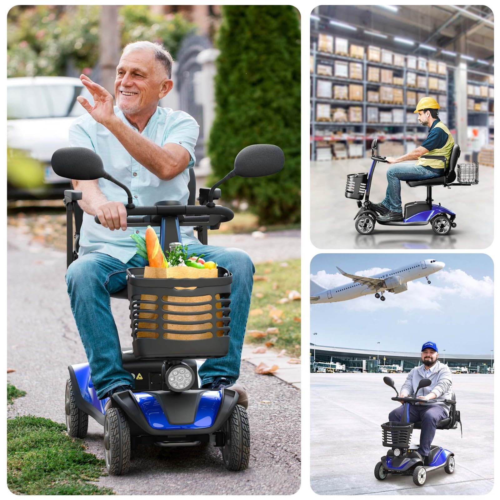 Trottinette Électrique À Quatre Roues pour Personnes Âgées, Trottinette Électrique Pliable pour Personnes Handicapées,Idéale pour Les Personnes Âgées Et Handicapées.