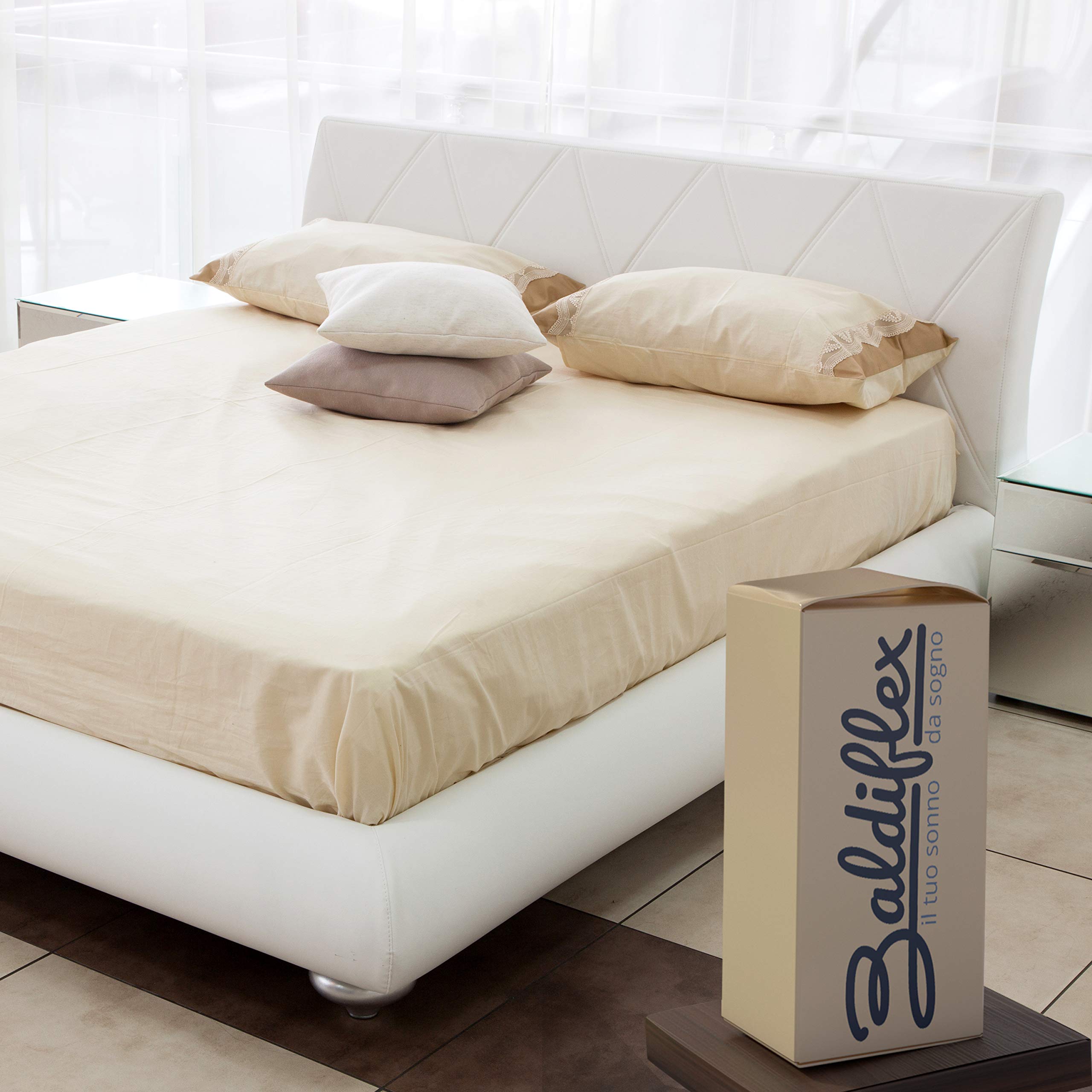 Baldiflex, Coppia Cuscino Memory Foam Ecologico, Modello Ecogreen 73x42cm, Altezza 15cm, Fodera in Silver Safe