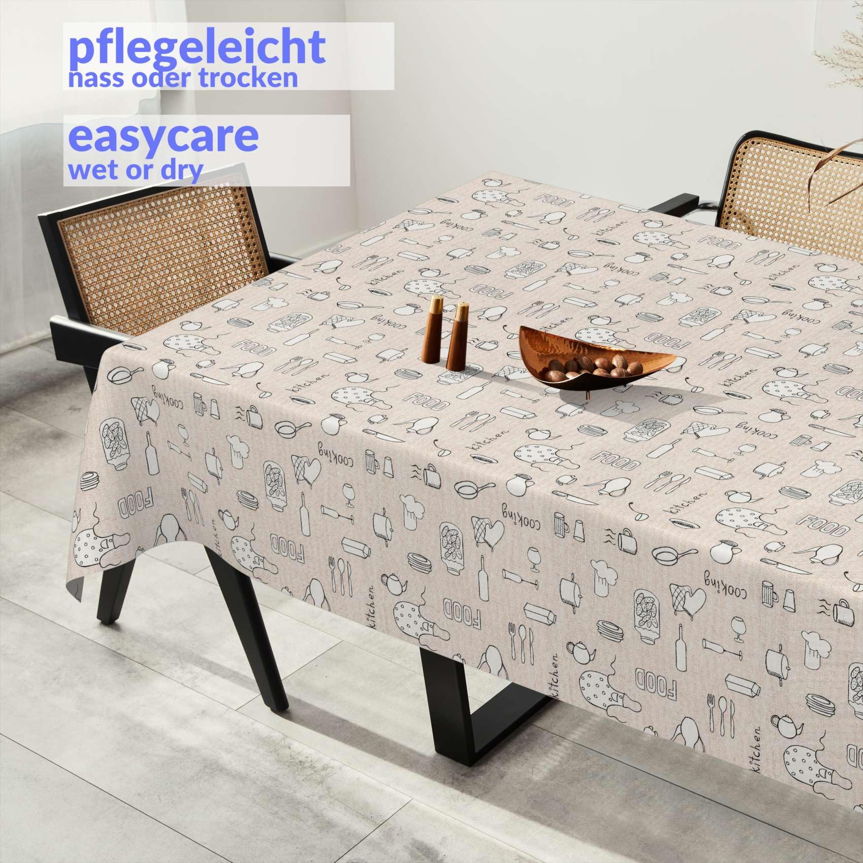 Mantel de tela textil lavable, mantel de algodón, poliéster, cocina, 350 x 140 cm, para interior y exterior