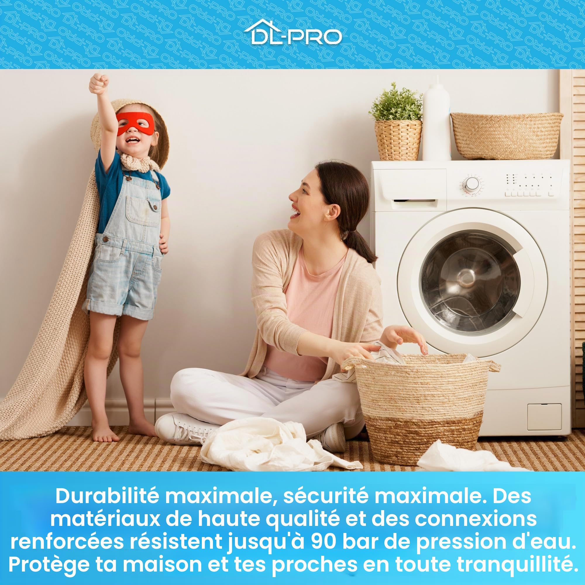 DL-pro Tuyau d'alimentation en eau universel Tuyau d'arrivée d'eau Rallonge eau 3,5 m (350 cm) - max 25°C - PE 20 BAR - PS 90 BAR - pour lave-vaisselle lave-linge machine à laver sèche-linge