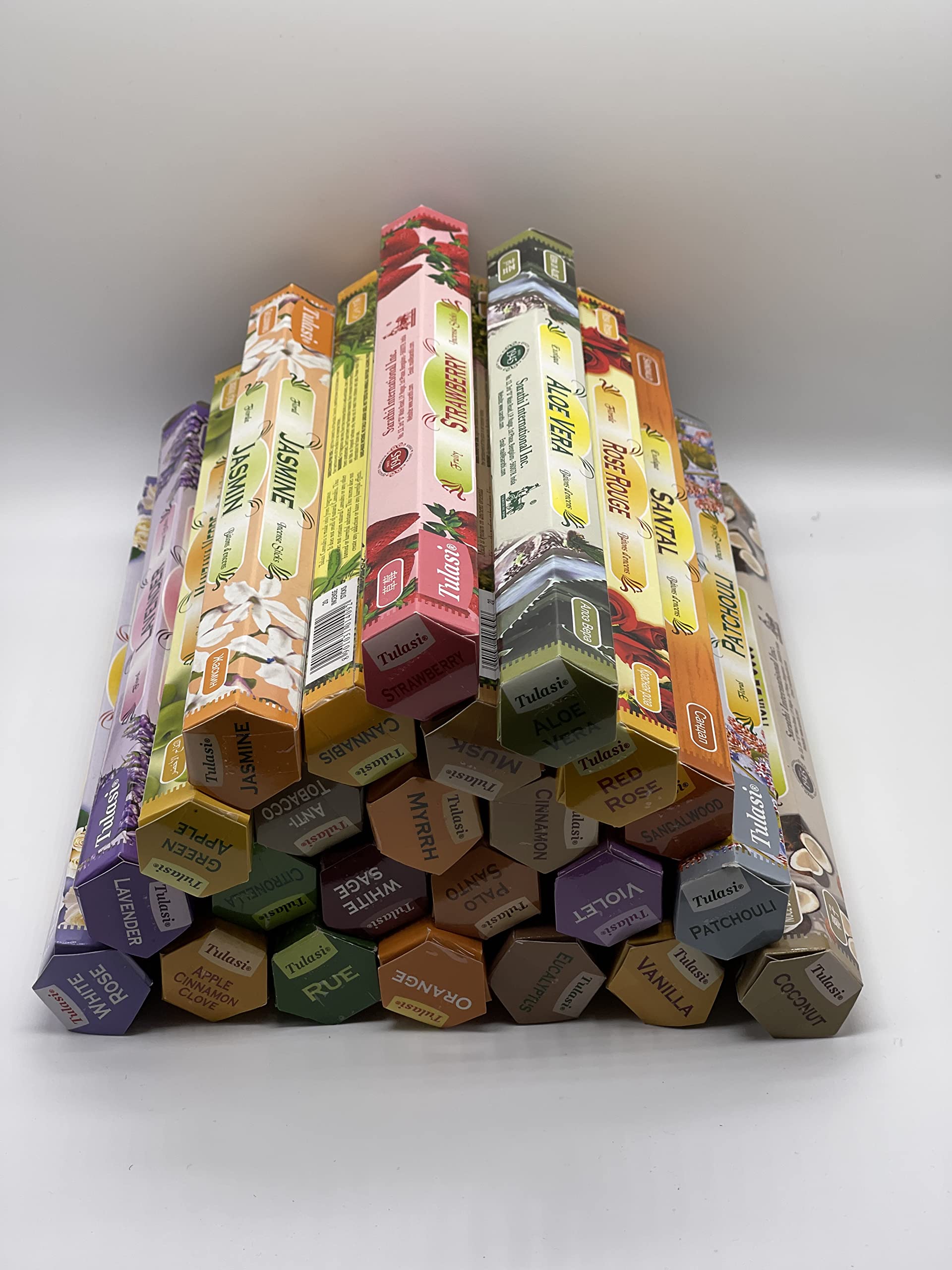 Tulasi Multi-Pack Mixed Variety Hex Incense Sticks - 24 pack, 36321